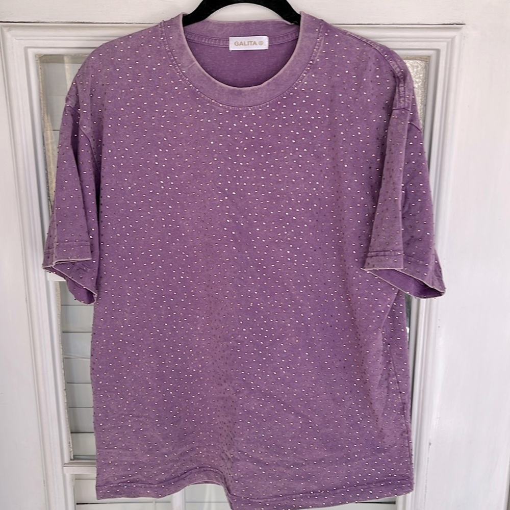 Women’s Purple Top Embellished with Small Crystals in Front & Back NWOT